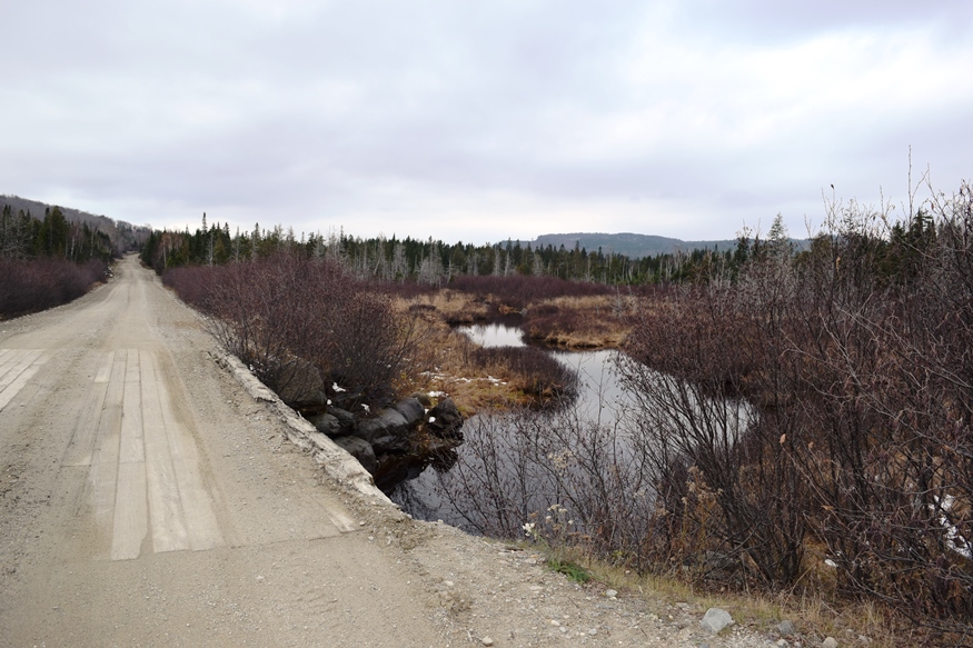 Bradstreet Township (right) from Hardscrabble Road in Parlin Pond Township (2016)