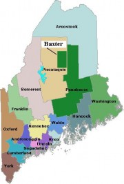 Map of Maine Counties and Baxter Park Map of Maine Counties and Baxter Park
